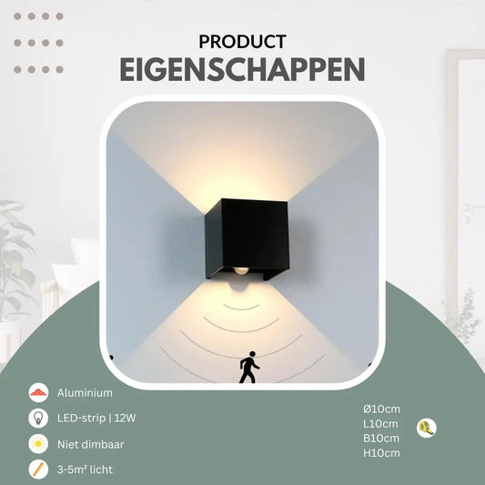 buitenlamp met sensor, buitenlamp met sensor zwart, moderne buitenlamp met sensor, wandlamp buiten zwart, wandlamp buiten