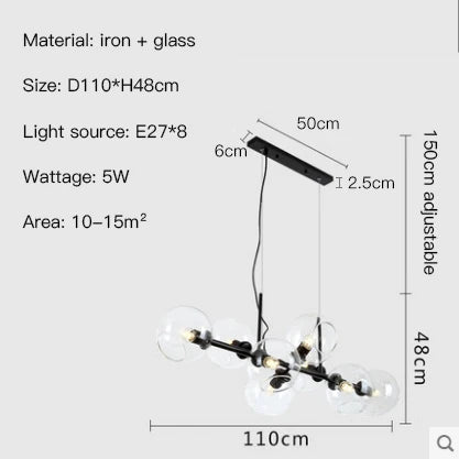 Hanglamp met glazen bollen eettafel | Lustra