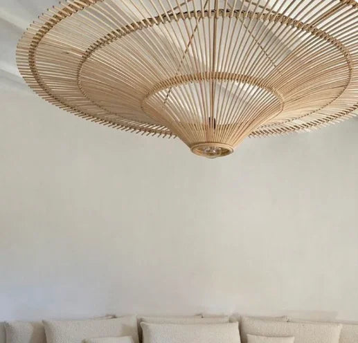 Hanglamp van rattan in ufo vorm | Rattan