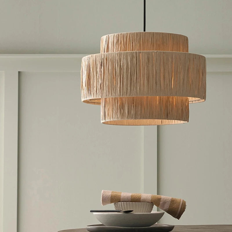 Ronde hanglamp van riet, handgemaakt | Rattan