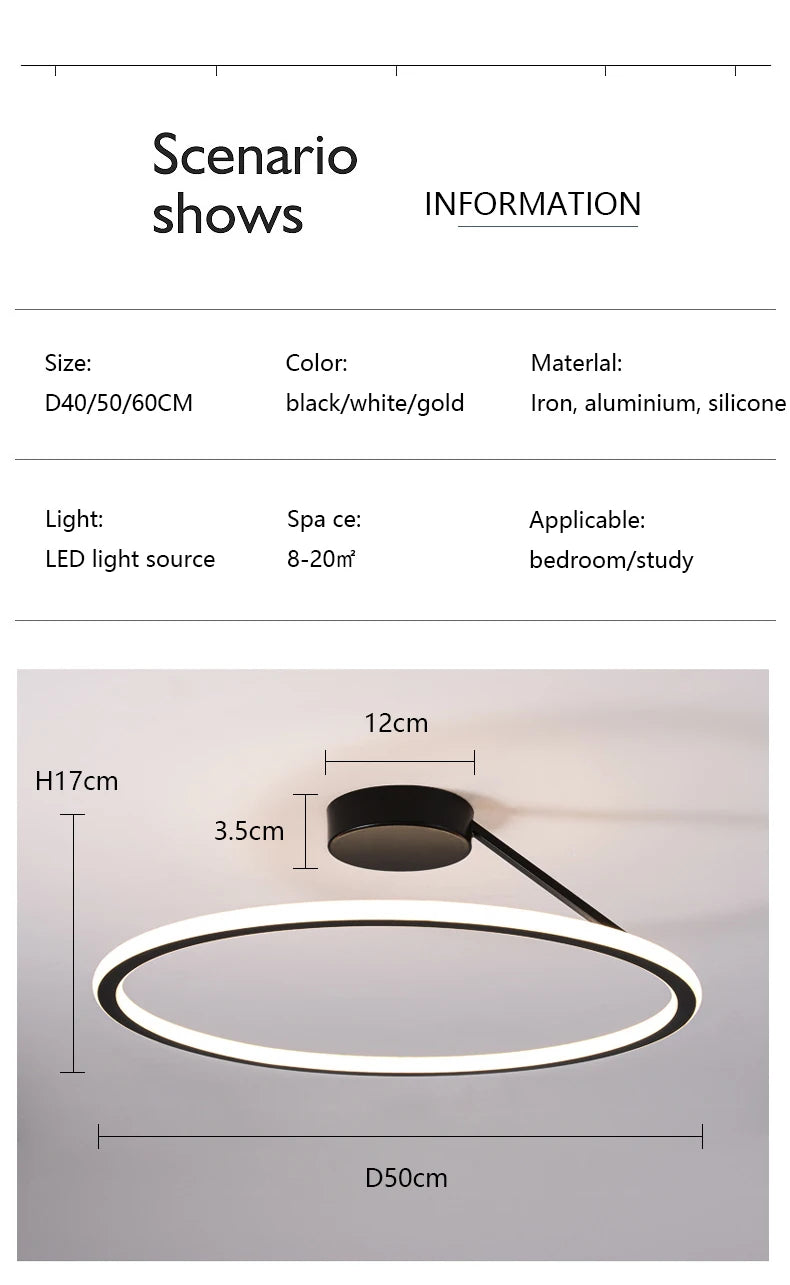 Moderne plafondlamp zwart met ring | Lysrum