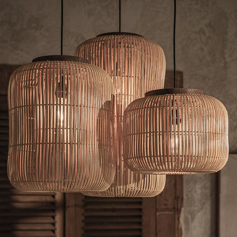 Hanglamp van riet in 2 kleuren | Rattan